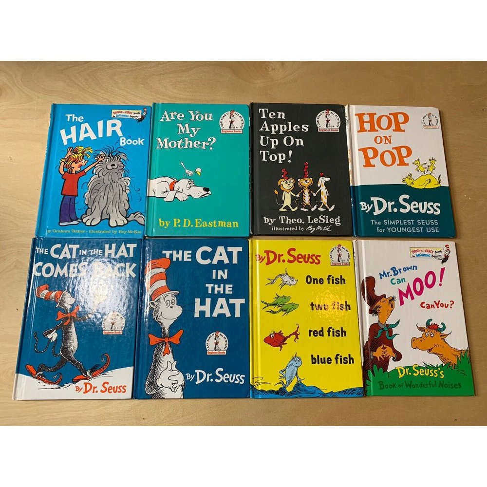 Dr Seuss Beginner Books Lot Of 8 Vintage Like New Cat In The Hat & Classics